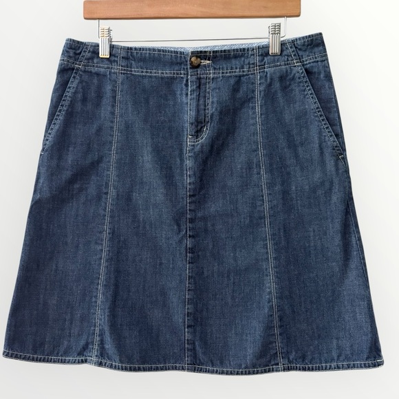 EDDIE BAUER Chambray Denim Cotton Skirt |‎ Size 10 - Picture 1 of 3